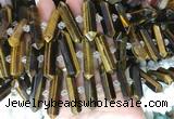CBBS138 Centre drilled 6*20mm - 11*35mm hexahedral prism yellow tiger eye beads