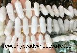 CBBS140 Centre drilled 6*20mm - 11*35mm hexahedral prism white moonstone beads