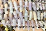 CBBS143 Centre drilled 6*20mm - 11*35mm hexahedral prism lepidolite beads