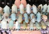 CBBS148 Centre drilled 8*20mm - 14*30mm hexahedral prism colorful amazonite beads