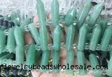 CBBS168 Top drilled 8*28mm - 9*30mm hexahedral prism green aventurine beads