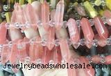 CBBS171 Top drilled 8*28mm - 9*30mm hexahedral prism cherry quartz beads