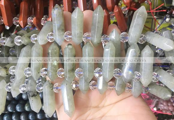 CBBS179 Top drilled 8*28mm - 9*30mm hexahedral prism labradorite beads