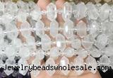 CBBS191 Centre drilled 7*16mm - 11*25mm hexahedral prism white crystal beads wholesale