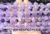 CBBS195 Centre drilled 7*16mm - 11*25mm hexahedral prism lavender amethyst beads wholesale