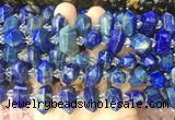 CBBS200 Centre drilled 7*16mm - 11*25mm hexahedral prism lapis lazuli beads wholesale