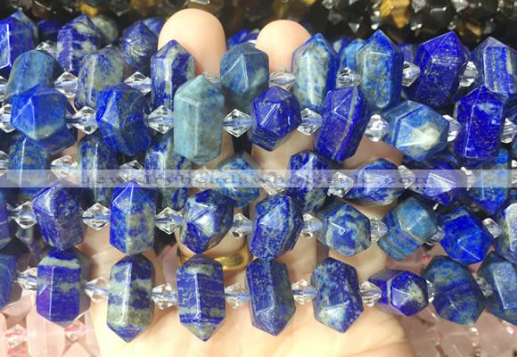 CBBS200 Centre drilled 7*16mm - 11*25mm hexahedral prism lapis lazuli beads wholesale