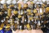 CBBS201 Centre drilled 7*16mm - 11*25mm hexahedral prism yellow tiger eye beads wholesale