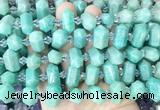 CBBS203 Centre drilled 7*16mm - 11*25mm hexahedral prism amazonite beads wholesale