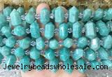 CBBS204 Centre drilled 7*16mm - 11*25mm hexahedral prism amazonite beads wholesale