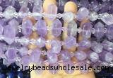 CBBS211 Top drilled 7*16mm - 11*25mm hexahedral prism lavender amethyst beads wholesale