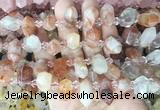 CBBS213 Top drilled 7*16mm - 11*25mm hexahedral prism red gum flower crystal beads
