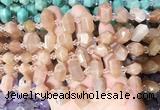 CBBS214 Top drilled 7*16mm - 11*25mm hexahedral prism sunstone beads wholesale