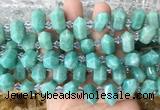 CBBS220 Top drilled 7*16mm - 11*25mm hexahedral prism amazonite beads wholesale