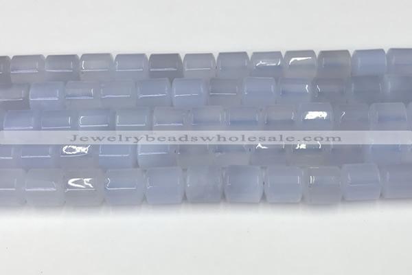 CBC826 15.5 inches 10*11mm tube blue chalcedony gemstone beads