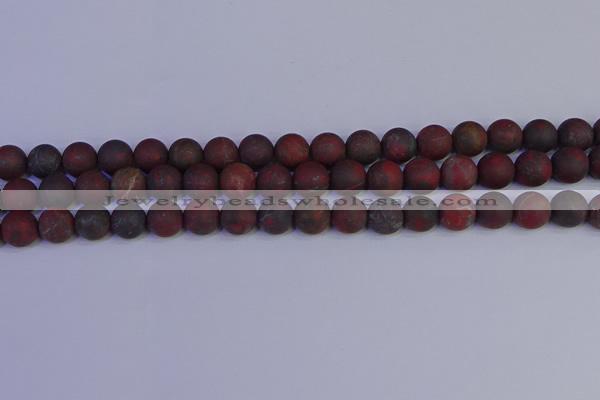 CBD363 15.5 inches 10mm round matte poppy jasper beads wholesale