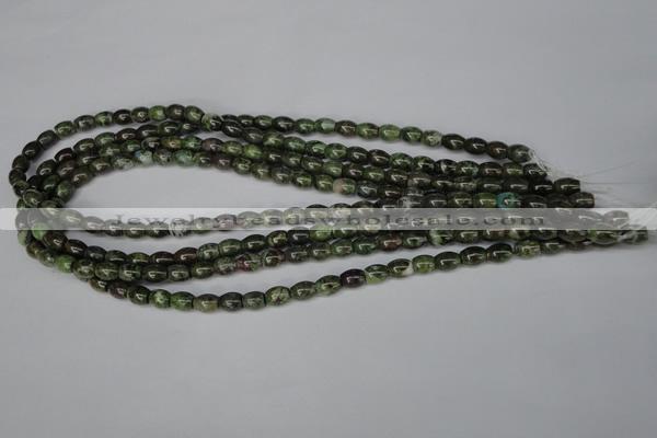 CBG78 15.5 inches 6*7mm rice bronze green gemstone beads