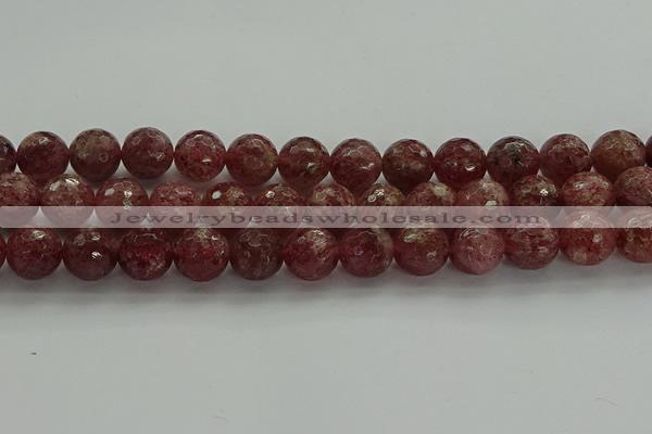 CBQ334 15.5 inches 12mm faceted round strawberry quartz beads