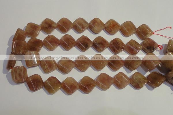 CBQ35 15.5 inches 18*18mm faceted diamond strawberry quartz beads