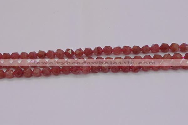 CBQ431 15.5 inches 6mm faceted nuggets strawberry quartz beads