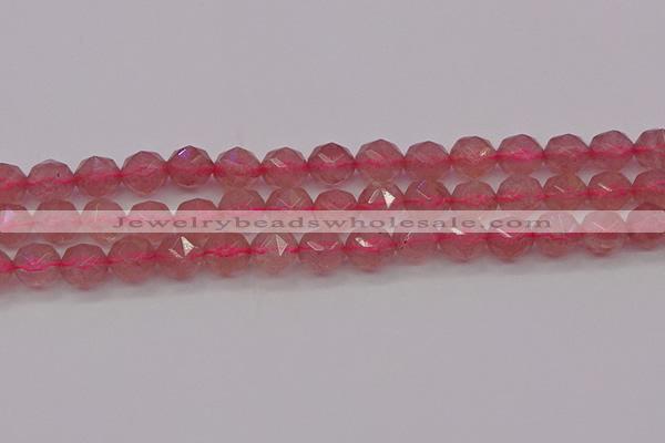 CBQ439 15.5 inches 12mm faceted nuggets strawberry quartz beads