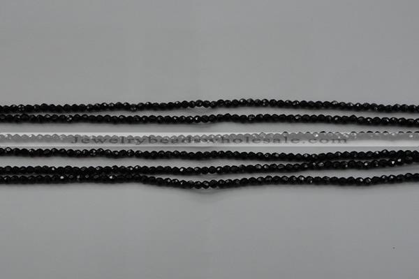 CBS520 15.5 inches 2mm faceted round A grade black spinel beads
