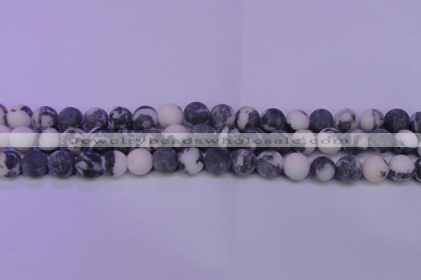 CBW154 15.5 inches 12mm round matte black & white jasper beads