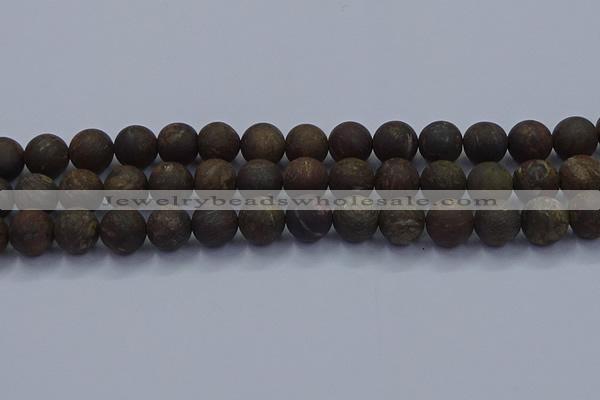 CBZ605 15.5 inches 12mm round matte bronzite beads wholesale