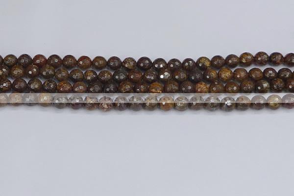 CBZ612 15.5 inches 8mm faceted round bronzite gemstone beads