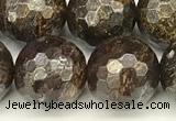 CBZ633 15 inches 12mm faceted round bronzite beads wholesale