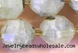 CCB1004 15 inches 9*10mm faceted green rutilated quartz beads