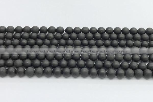 CCB1186 15 inches 6mm round matte shungite gemstone beads