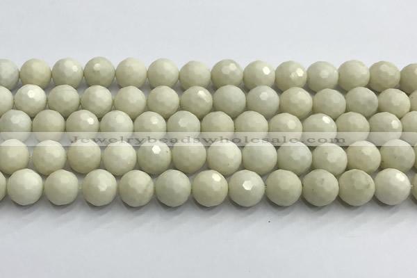 CCB1212 15 inches 10mm faceted round ivory jasper beads