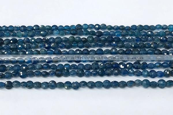 CCB1389 15 inches 4mm faceted coin apatite beads