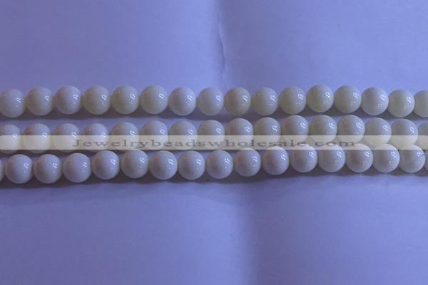 CCB303 15.5 inches 9mm round white coral beads wholesale