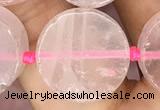 CCB502 15.5 inches 16mm coin rose quartz beads wholesale