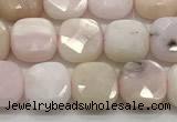 CCB909 15.5 inches 8*8mm faceted square pink opal beads