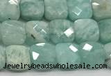 CCB975 15.5 inches 6*6mm faceted square amazonite  beads