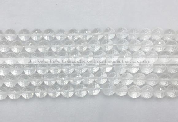 CCBS04 15 inches 8mm faceted round white crystal beads wholesale
