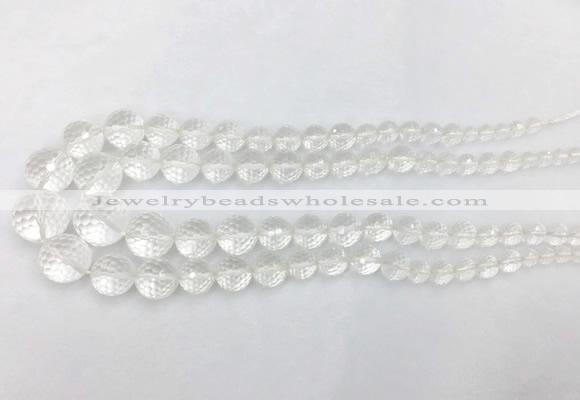 CCBS11 15 inches 6mm - 18mm faceted round white crystal beads wholesale