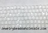 CCBS15 15 inches 12mm faceted square white crystal beads wholesale