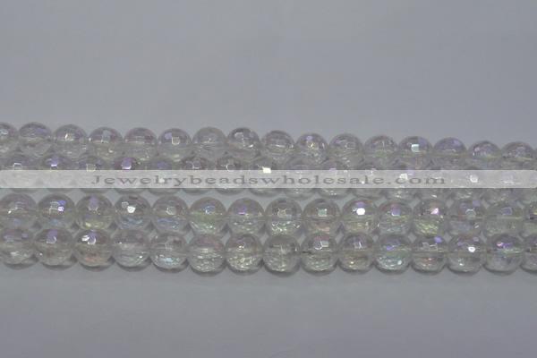CCC411 15.5 inches 6mm faceted round AB-color white crystal beads