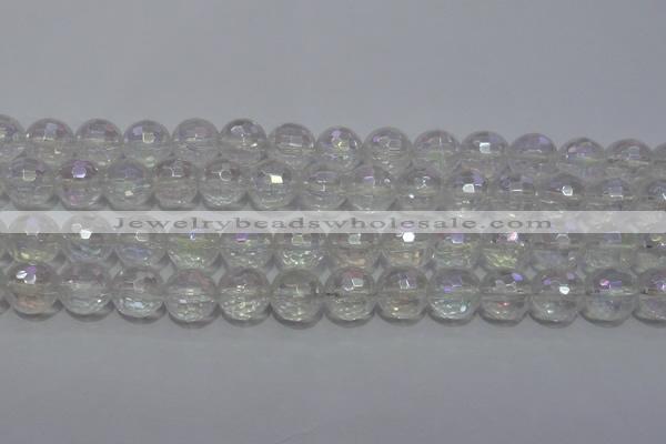 CCC412 15.5 inches 8mm faceted round AB-color white crystal beads