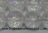 CCC415 15.5 inches 14mm faceted round AB-color white crystal beads