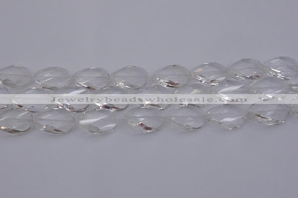 CCC521 15.5 inches 18*25mm twisted & faceted oval white crystal beads