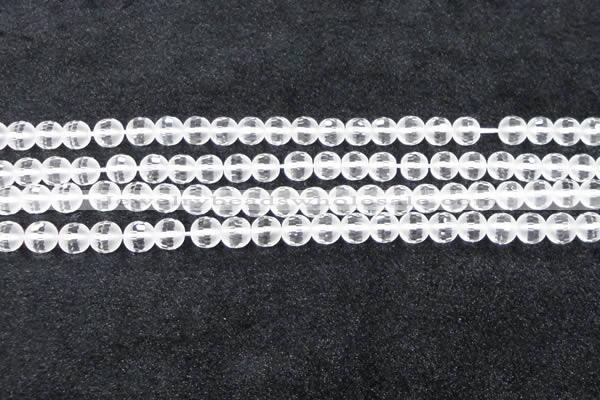 CCC612 15.5 inches 8mm faceted round matte natural white crystal beads