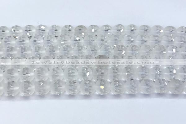 CCC641 15 inches 8mm faceted round white crystal beads