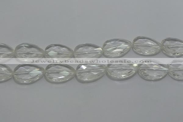 CCC812 22*30mm faceted flat teardrop natural white crystal beads