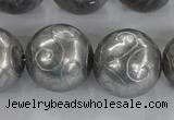 CCJ355 15.5 inches 25mm carved round plated China jade beads