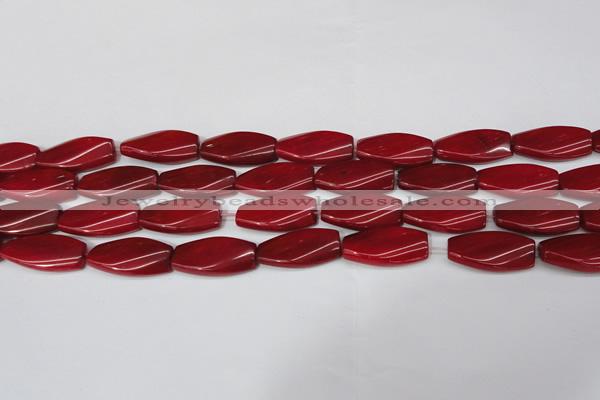 CCN2617 15.5 inches 15*30mm twisted rectangle candy jade beads